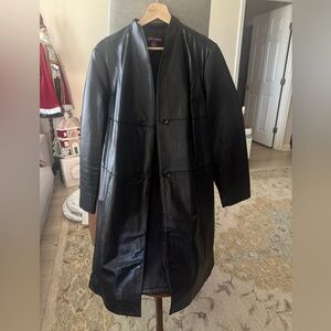 Jessica London genuine black leather swing coat s 16 .  NWOT